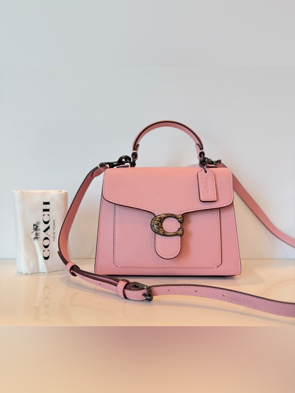 NWT Coach 4608 Pebble Leather Tabby Crossbody Top Handle 20 - V5/Powder Pink